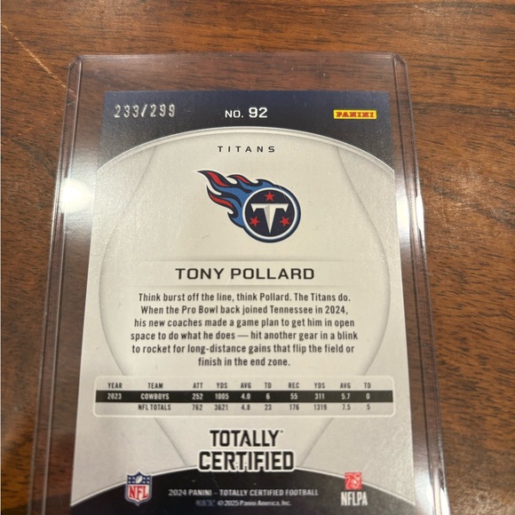 Tony Pollard 233/299 – 2024 Panini Totally Certified (Titans) - Picture 4 of 4
